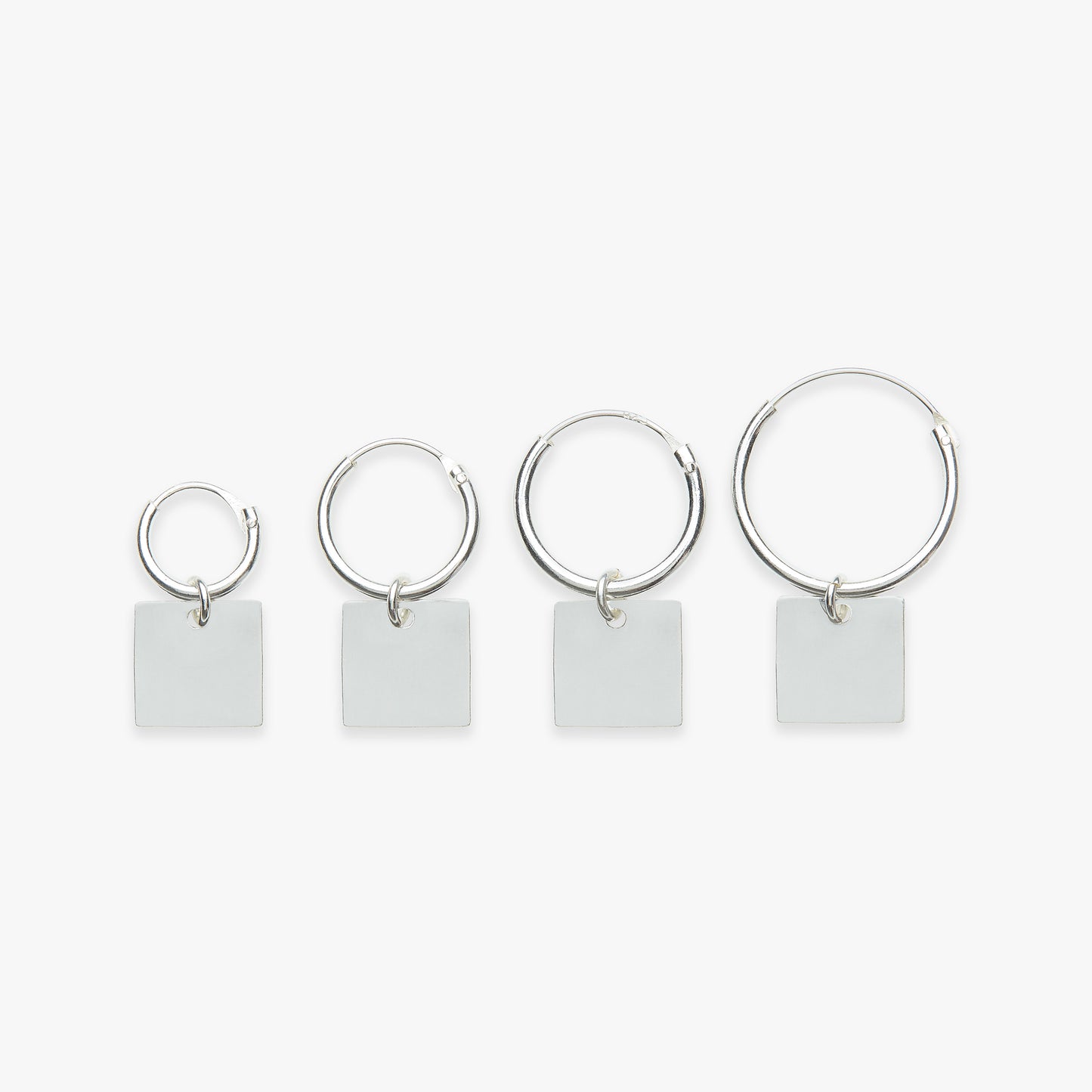 Load image into Gallery viewer, Square pendant earring silver
