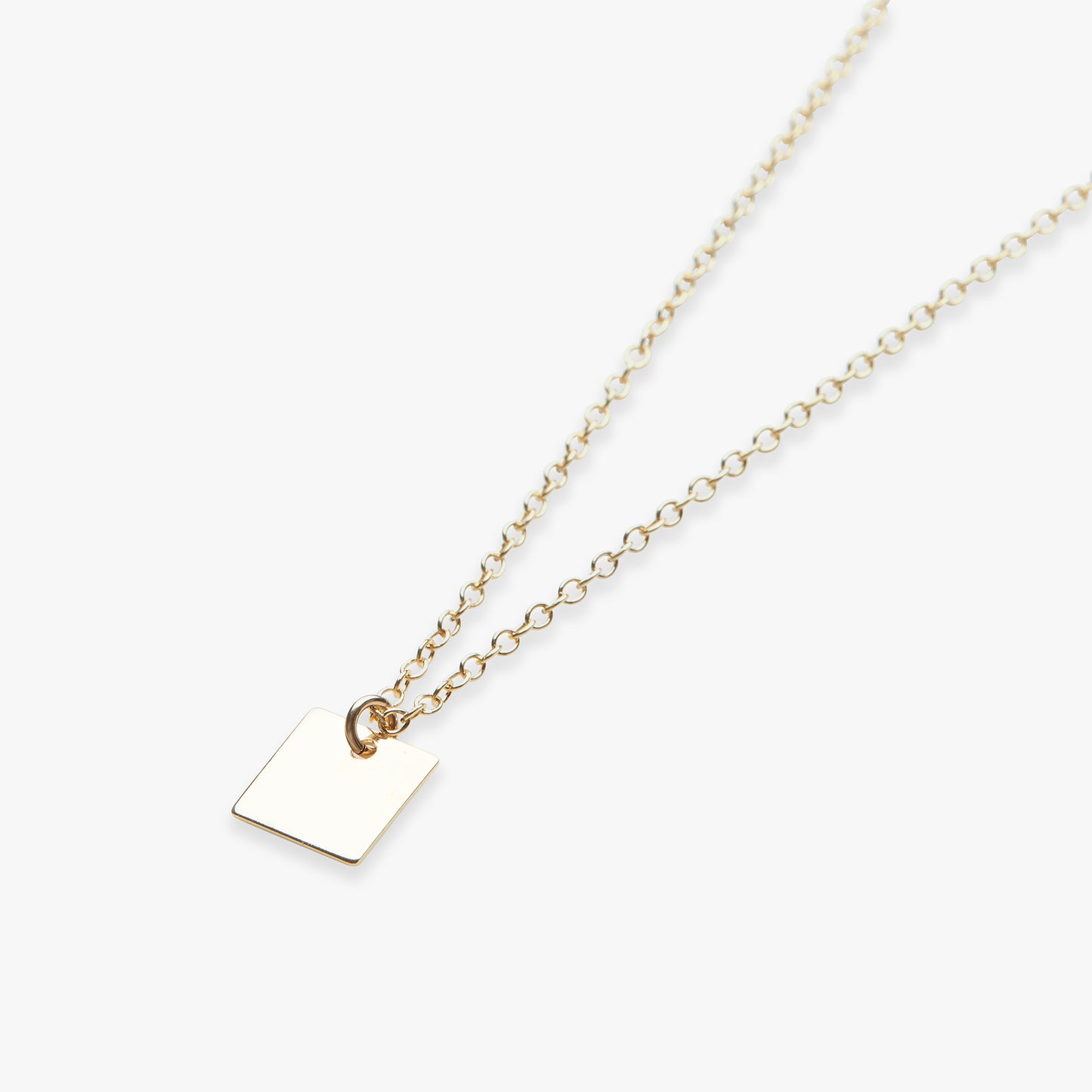 Square pendant necklace gold filled