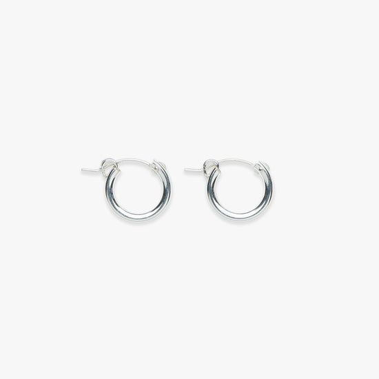 Thick silver hoop earring with clasp