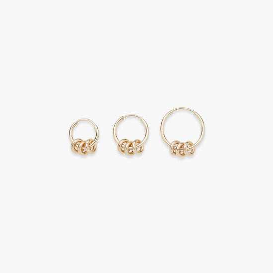 Three rings hoop earring gold filled
