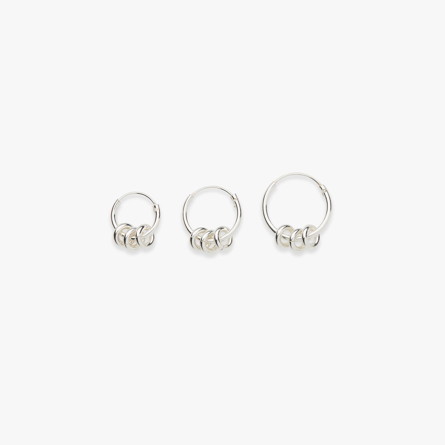 Three rings hoop earring silver