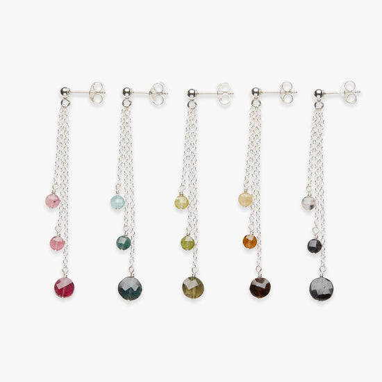 Tourmaline Trio stud silver