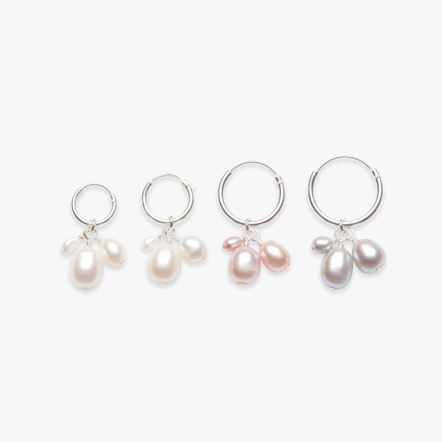 Pearl bunch hanger oorbel zilver