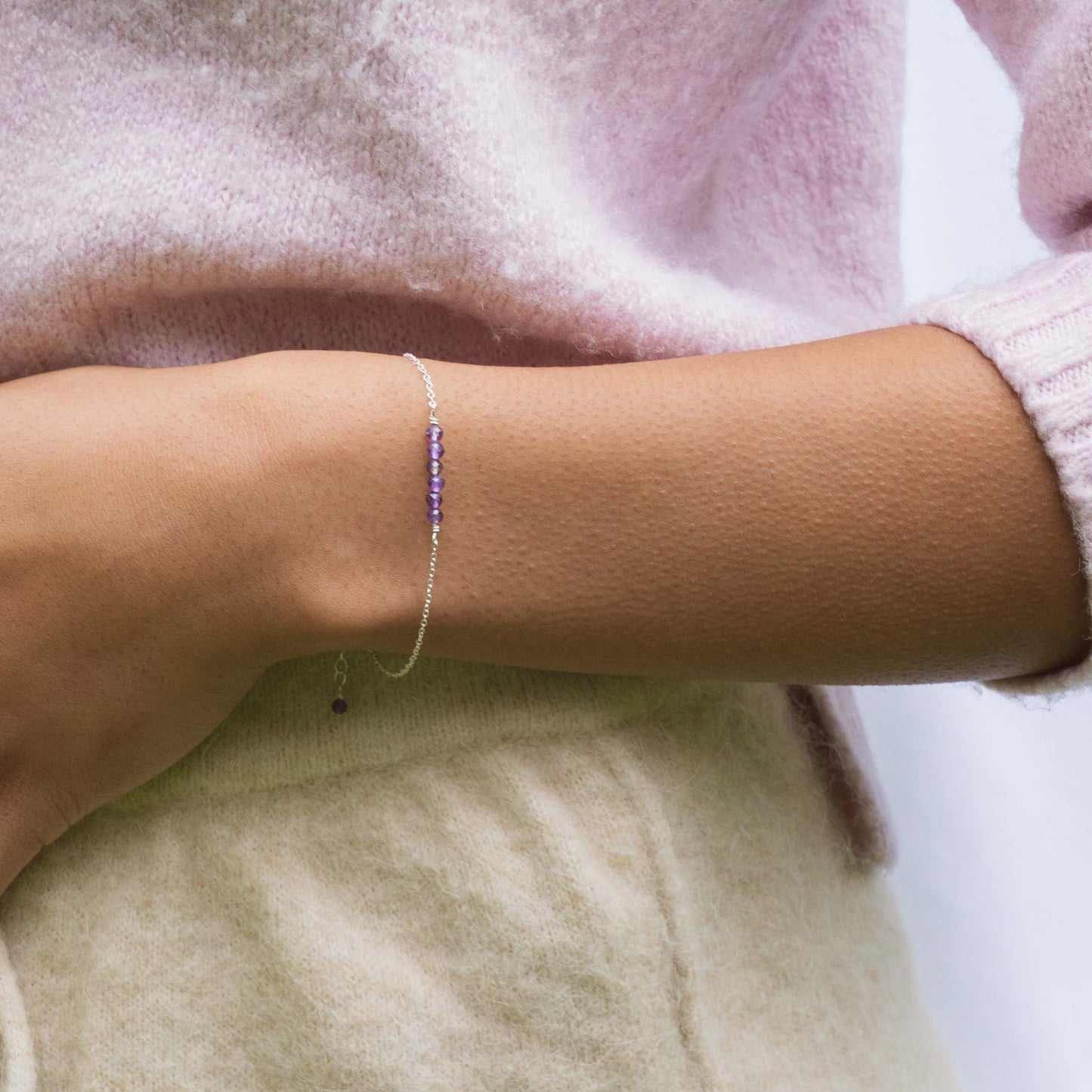 Zilver armbandje met amethyst edelsteen