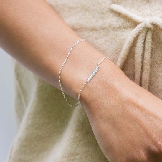 Smooth Pebble gemstone bracelet silver