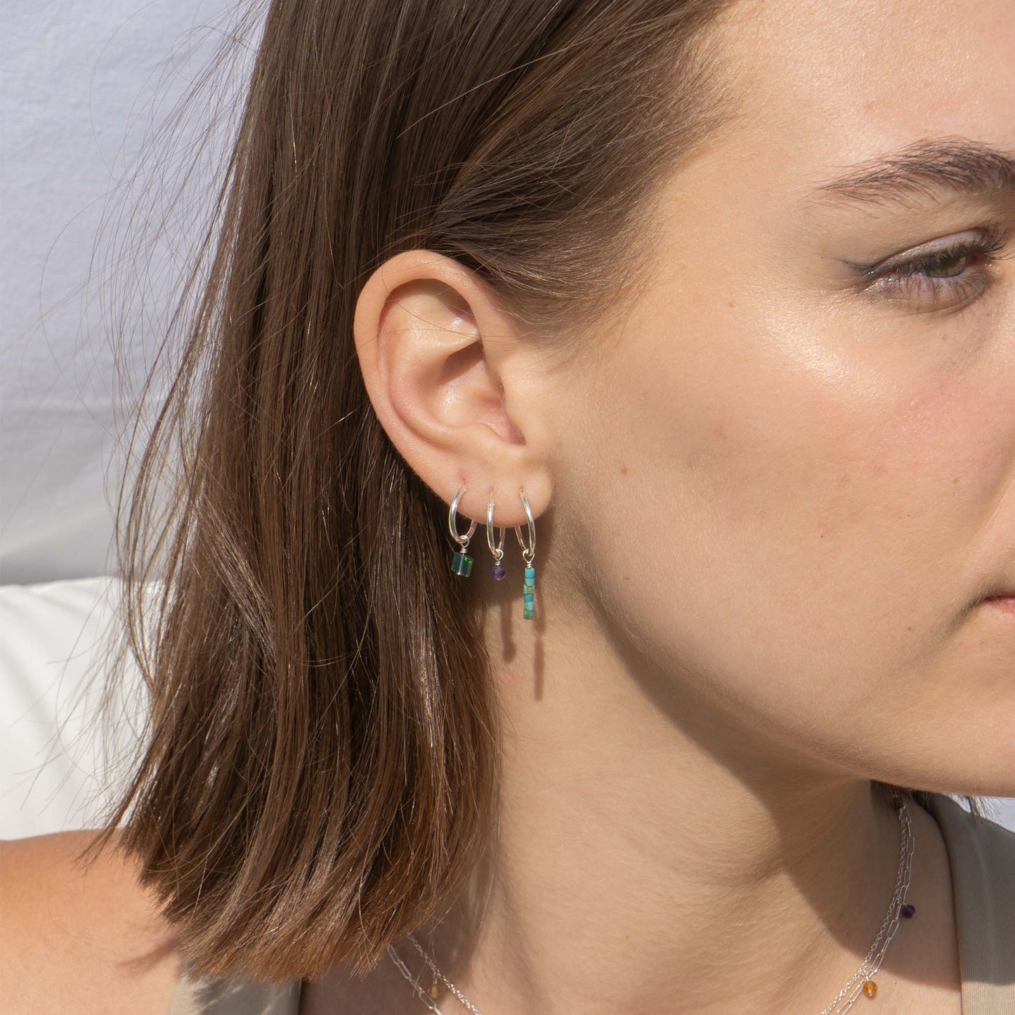 Opal charm earring silver