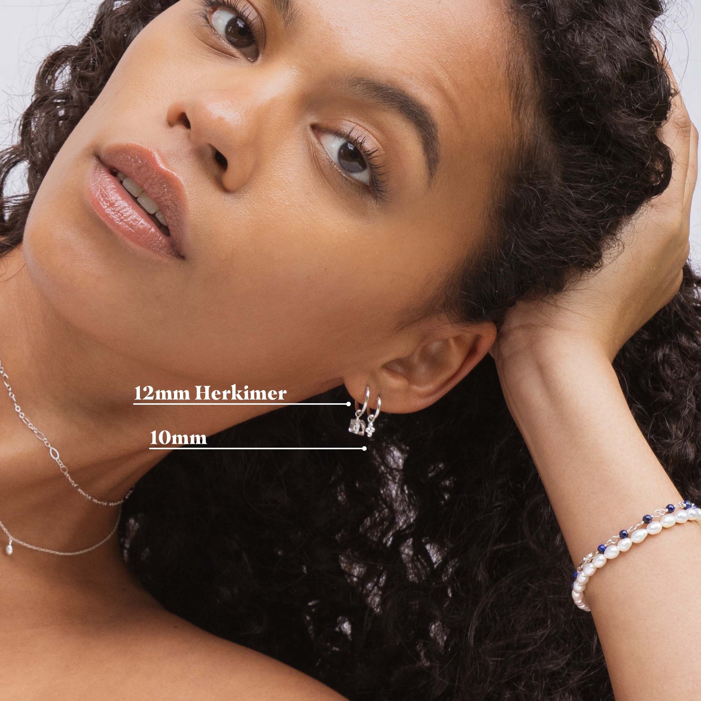 Diamond Dots pendant earring silver