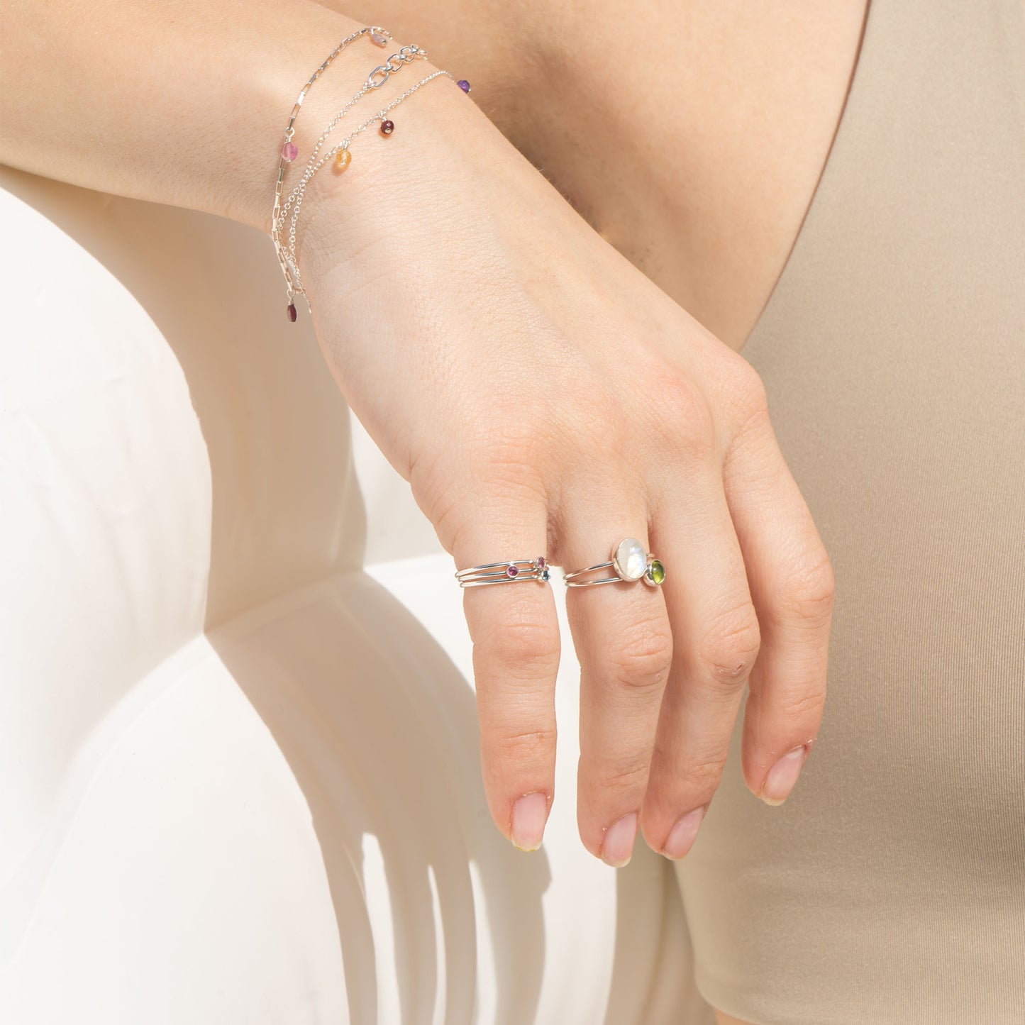 Zilveren tiny gemstone ring