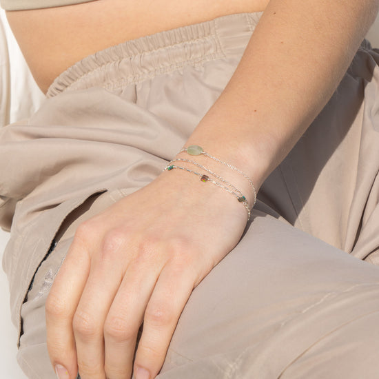 Opal box chain bracelet silver