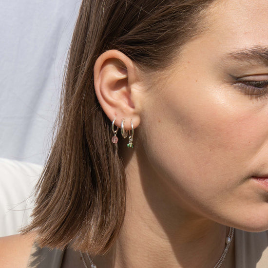 Round tourmaline charm earring silver